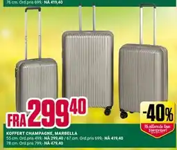 Europris KOFFERT CHAMPAGNE, MARBELLA tilbud