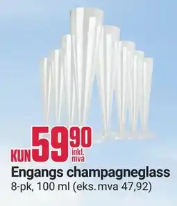 Europris Engangs champagneglass tilbud