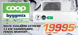 Coop Byggmix Wilfa svalbard extreme 7,2 kw varmepumpe, ferdig montert tilbud