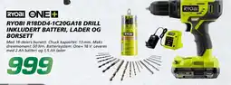 Coop Byggmix RYOBI R18DD4-1C20GA18 Drill inkludert batteri, lader og borsett tilbud