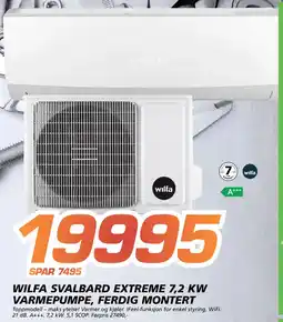 Coop Byggmix Wilfa svalbard extreme 7,2 kw varmepumpe, ferdig montert tilbud