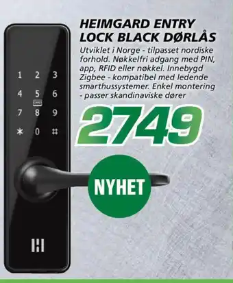 Heimgard Entry lock black dørlås
