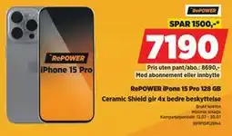 POWER RePOWER iPone 15 Pro 128 GB tilbud