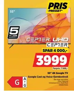 POWER CEPTER UHD 55 4K Google TV tilbud