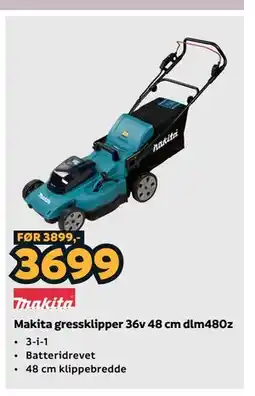 Megaflis Makita gressklipper 36v 48 cm dlm480z tilbud
