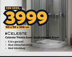Megaflis Celeste Trento buet dusjkabinett krom tilbud