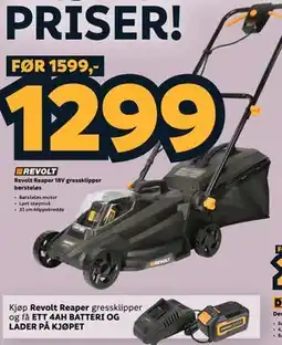 Megaflis Revolt Reaper 18V gressklipper børsteløs tilbud