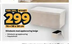 Megaflis Sittebenk med oppbevaring beige tilbud