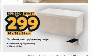 Megaflis Sittebenk med oppbevaring beige tilbud