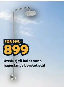 Megaflis Utedusj til kaldt vann hageslange børstet stål tilbud