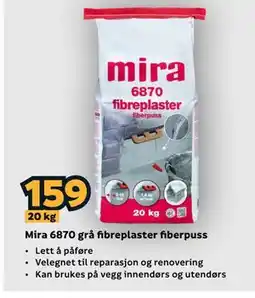 Megaflis Mira 6870 grå fibreplaster fiberpuss tilbud