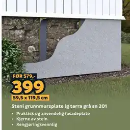 Megaflis Steni grunnmursplate lg terra grå sn 201 tilbud