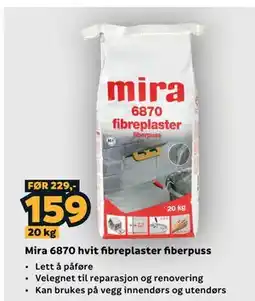 Megaflis Mira 6870 hvit fibreplaster fiberpuss tilbud