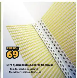 Megaflis Mira hjørneprofil 2.5m for fiberpuss tilbud