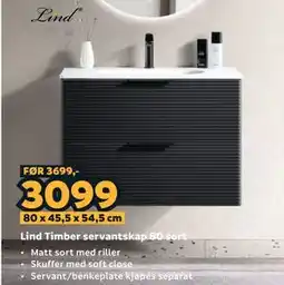 Megaflis Lind Timber servantskap 80 sort tilbud
