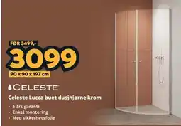 Megaflis Celeste Lucca buet dusjhjørne krom tilbud