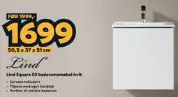 Megaflis Lind Square 50 baderomsmøbel hvit tilbud