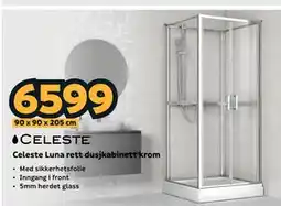 Megaflis Celeste Luna rett dusjkabinett krom tilbud