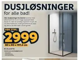 Megaflis Celeste Lucca rett dusjhjørne sort tilbud