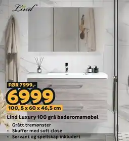 Megaflis Lind Luxury 100 grå baderomsmøbel tilbud