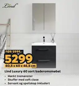 Megaflis Lind Luxury 60 sort baderomsmøbel tilbud
