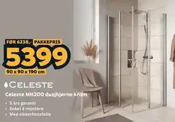 Megaflis Celeste MH200 dusjhjørne krom tilbud