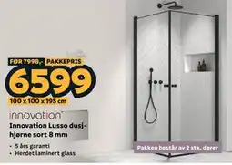 Megaflis Innovation Lusso dusjhjørne sort 8 mm tilbud