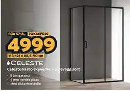 Megaflis Celeste Fasto skyvedør + sidevegg sort tilbud