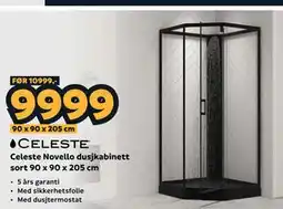 Megaflis Celeste Novello dusjkabinett sort 90 x 90 x 205 cm tilbud