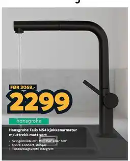 Megaflis Hansgrohe Talis M54 kjøkkenarmatur m/uttrekk matt sort tilbud