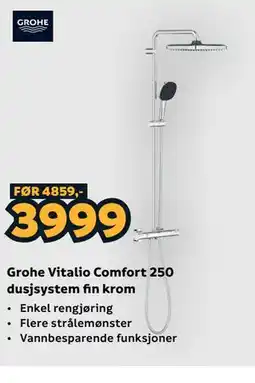 Megaflis Grohe Vitalio Comfort 250 dusjsystem fin krom tilbud