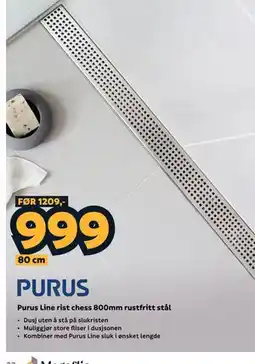 Megaflis Purus Line rist chess 800mm rustfritt stål tilbud