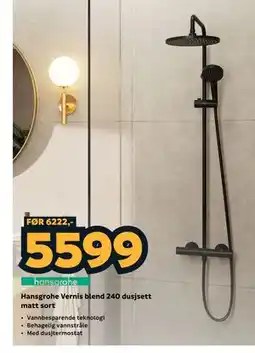 Megaflis Hansgrohe Vernis blend 240 dusjsett matt sort tilbud