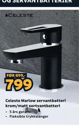 Megaflis Celeste Marlow servantbatteri krom/matt sortvantbatteri tilbud