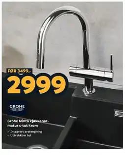 Megaflis Grohe Minta kjøkkenarmatur c-tut krom tilbud