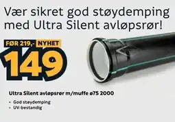 Megaflis Ultra Silent avløpsrør m/muffe ø75 2000 tilbud