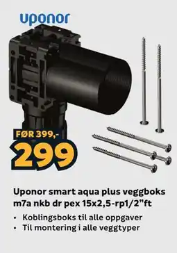 Megaflis Uponor smart aqua plus veggboks m7a nkb dr pex 15x2,5-rp1/2”ft tilbud