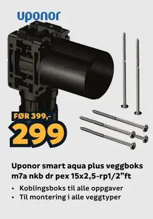 Megaflis Uponor smart aqua plus veggboks m7a nkb dr pex 15x2,5-rp1/2”ft tilbud