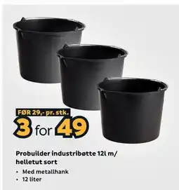 Megaflis Probuilder industribøtte 12l m/ helletut sort tilbud