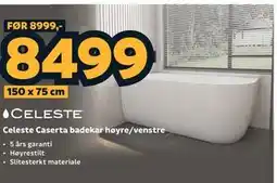 Megaflis Celeste Caserta badekar høyre/venstre tilbud