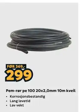 Megaflis Pem-rør pe 100 20x2,0mm 10m kveil tilbud