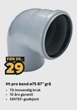 Megaflis Ht pro bend ø75 87° grå tilbud