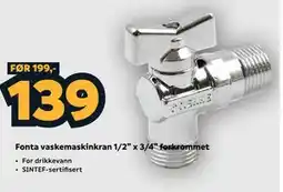 Megaflis Fonta vaskemaskinkran 1/2” x 3/4” forkrommet tilbud