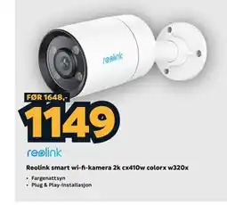 Megaflis Reolink smart wi-fi-kamera 2k cx410w colorx w320x tilbud
