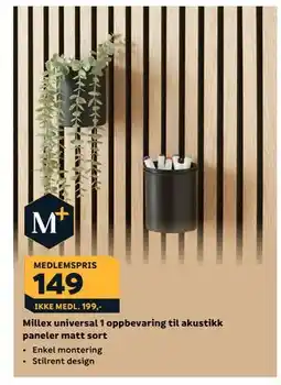 Megaflis Millex universal 1 oppbevaring til akustikk paneler matt sort tilbud