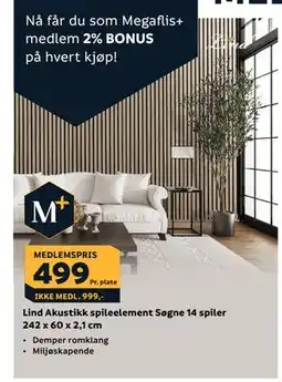 Megaflis Lind Akustikk spileelement Søgne 14 spiler tilbud