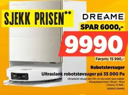 POWER Dreame Robotstøvsuger Ultraslank robotstøvsuger på 35 000 Pa tilbud