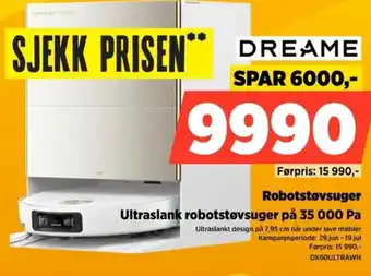 Dreame Robotstøvsuger Ultraslank robotstøvsuger på 35 000 Pa