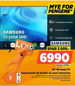 POWER Samsung 70" 4K Smart-TV Imponerende 4K-detaljer og smart strømming tilbud