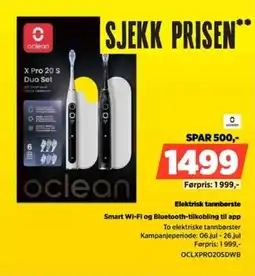 POWER Elektrisk tannbørste Smart Wi-Fi og Bluetooth-tilkobling til app tilbud